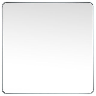 Ellis Soft Corner Metal Square Mirror 48x48 Inch, Silver