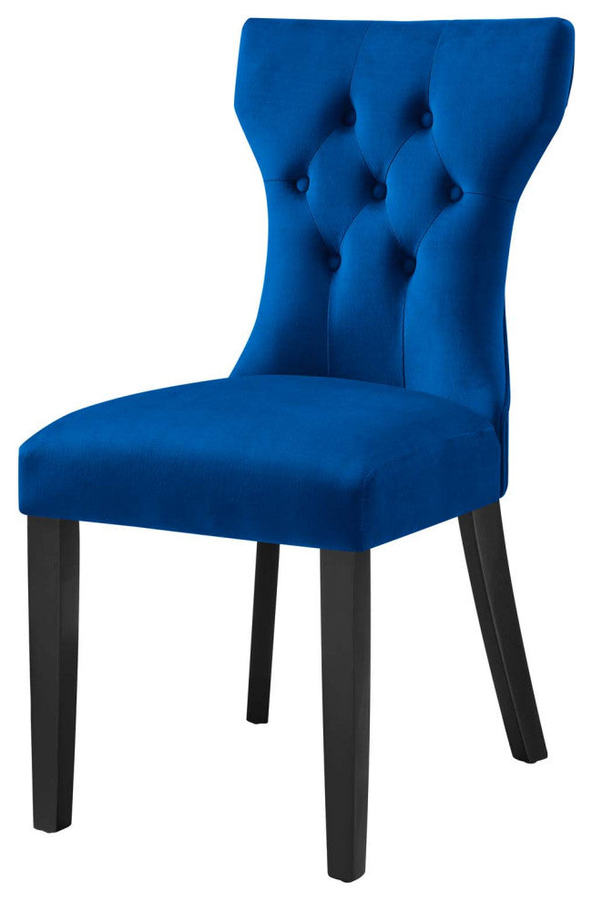 Side Dining Chair, Set of 2, Blue Navy, Velvet, Modern, Cafe Bistro Hospitality