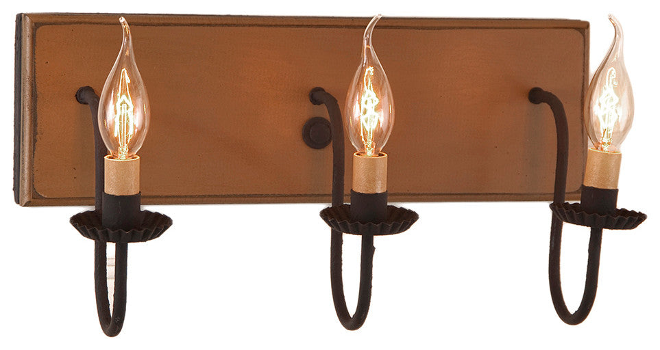 Three Arm Vanity Light in Sturbridge Mustard