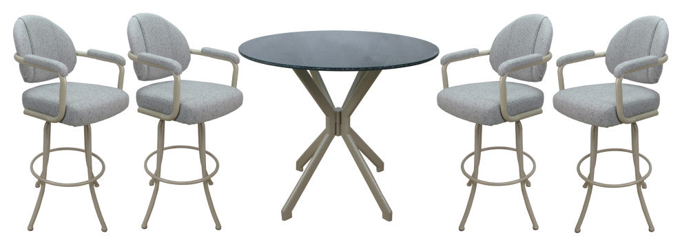 Swivel Counter Metal Pub Set - M-70 Stools 26" or 30", Hemsath Slate - Beige, 26", Crackle Glass