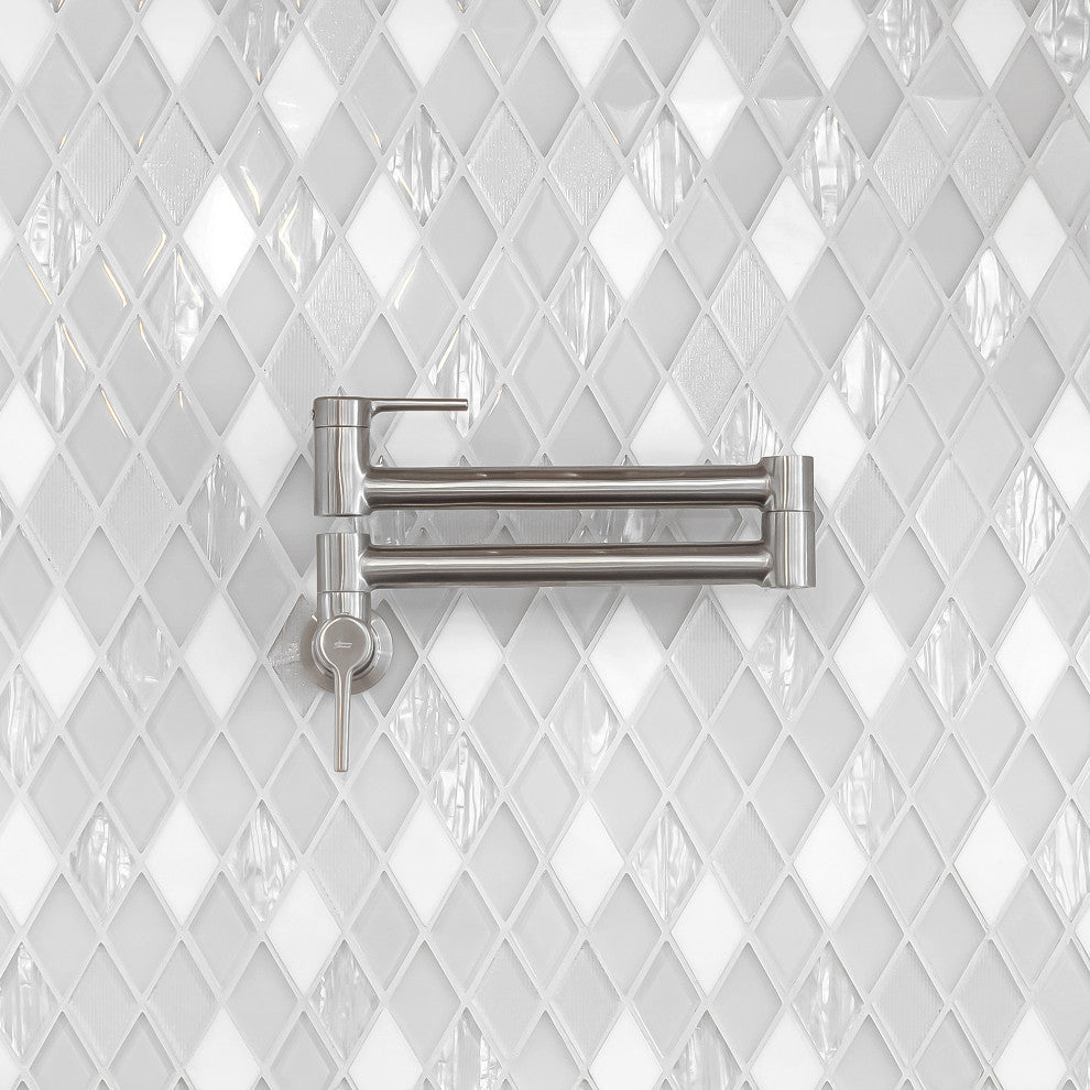 Elegant Glass and Marble Rhomboid Design Mosaic Backsplash Tile, Sample