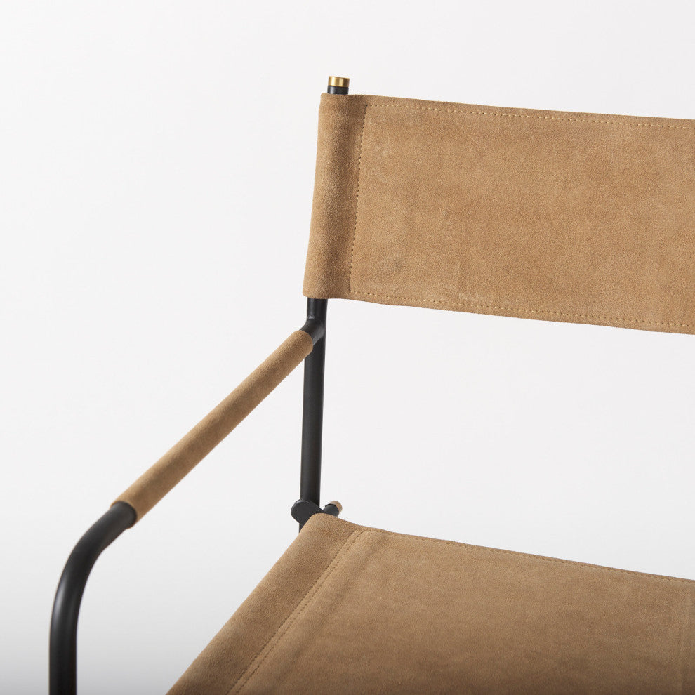 Direttore Light Brown Genuine Leather Seat with Black Metal Frame Bar Stool