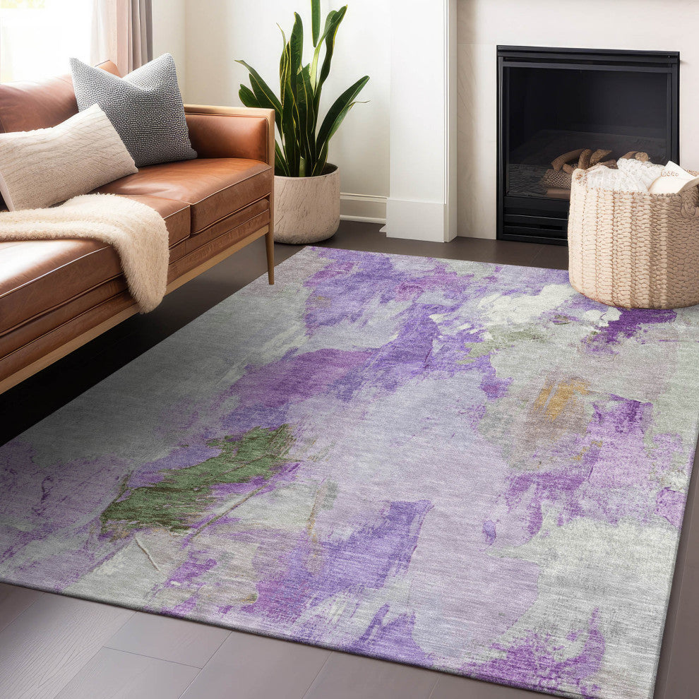 Machine Washable Indoor/Outdoor Chantille ACN1914 Purple 2'6" x 3'10" Rug