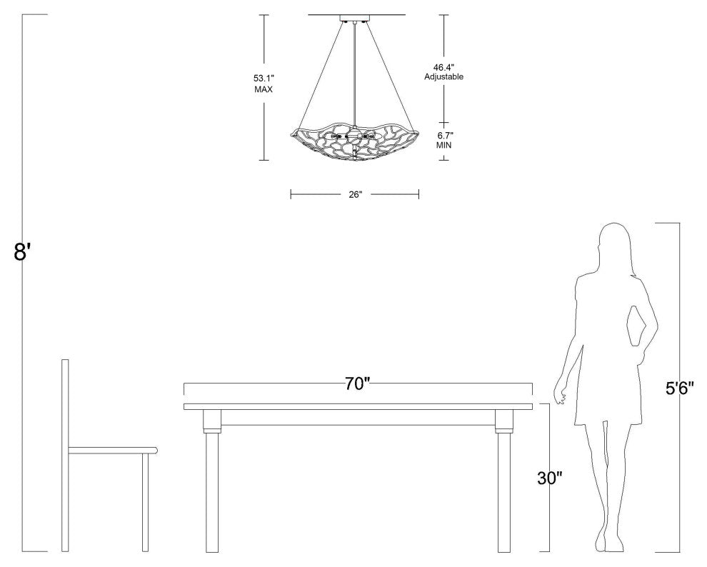 Sophia 6-Light Chandelier Shiny Bronze