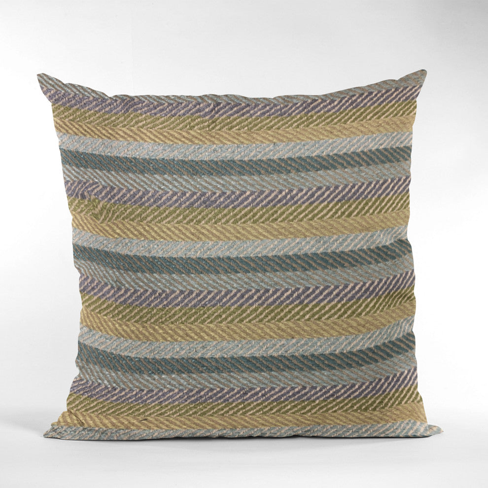 Plutus Blue Tracks Stripe Luxury Throw Pillow, 24"x24"
