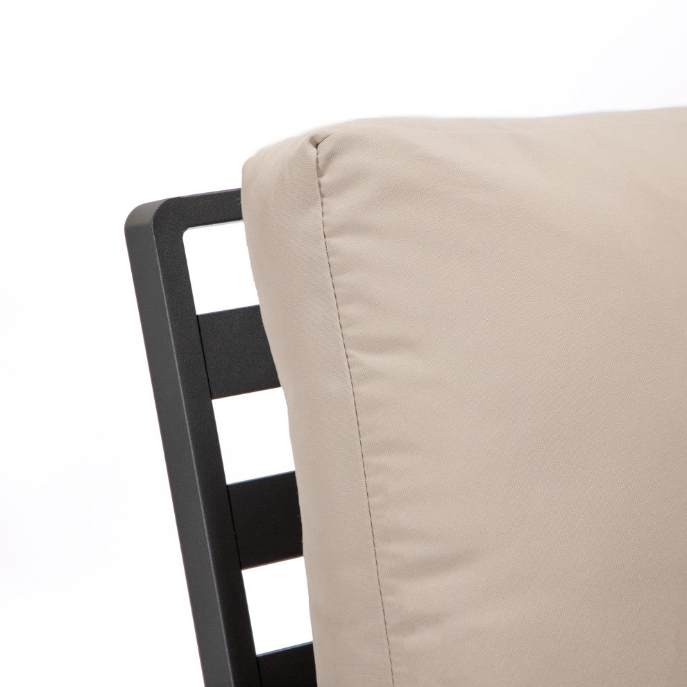 LeisureMod Walbrooke Black Patio Armchairs with Cushions Set of 2