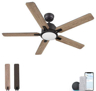 CARRO Indoor Smart Ceiling Fans with Dimmable LED light and Remote, 52inch