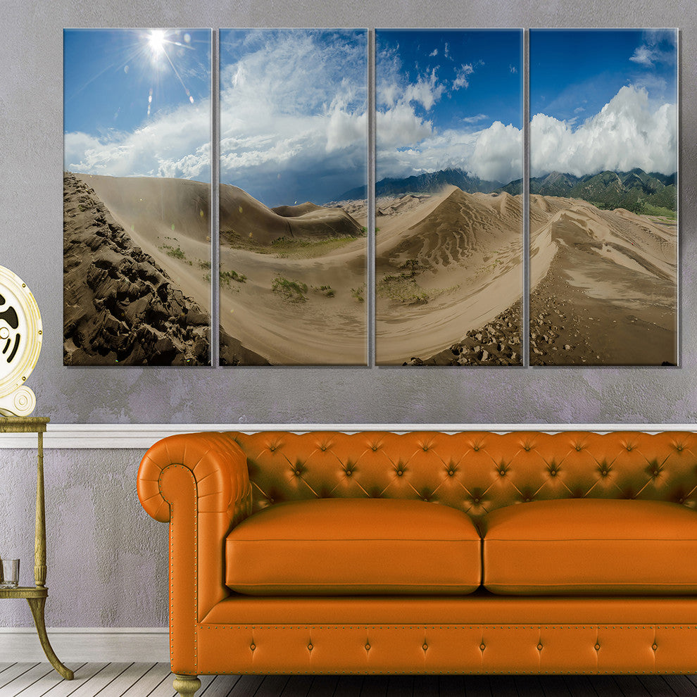 "Massive Sand Dunes Panorama" Landscape Print Wall Artwork, 4 Panels, 48"x28"