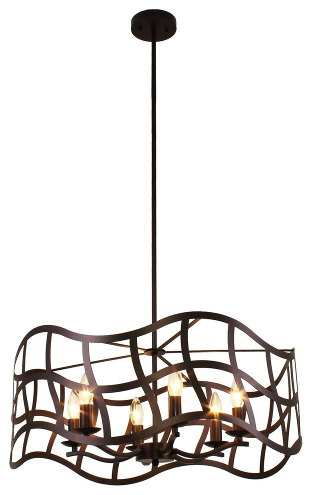 WILLOW Transitional 6 Light Oil Rubbed Bronze Ceiling Pendant, 25"