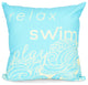 16"x16" Mellow Mantra, Word Print Pillow, Turquoise
