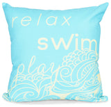 16"x16" Mellow Mantra, Word Print Pillow, Turquoise