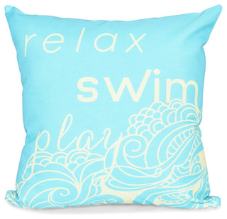 16"x16" Mellow Mantra, Word Print Pillow, Turquoise