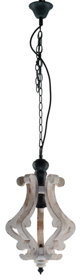 Benzara BM147075 Wooden Home Perth Chandelier, White