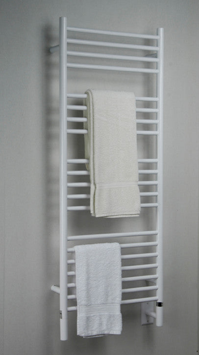 Jeeves Model D-Straight 20-Bar Hardwired Electric Towel Warmer, White