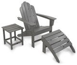 Polywood Long Island Adirondack 3-Piece Set, Slate Gray