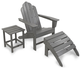 Polywood Long Island Adirondack 3-Piece Set, Slate Gray