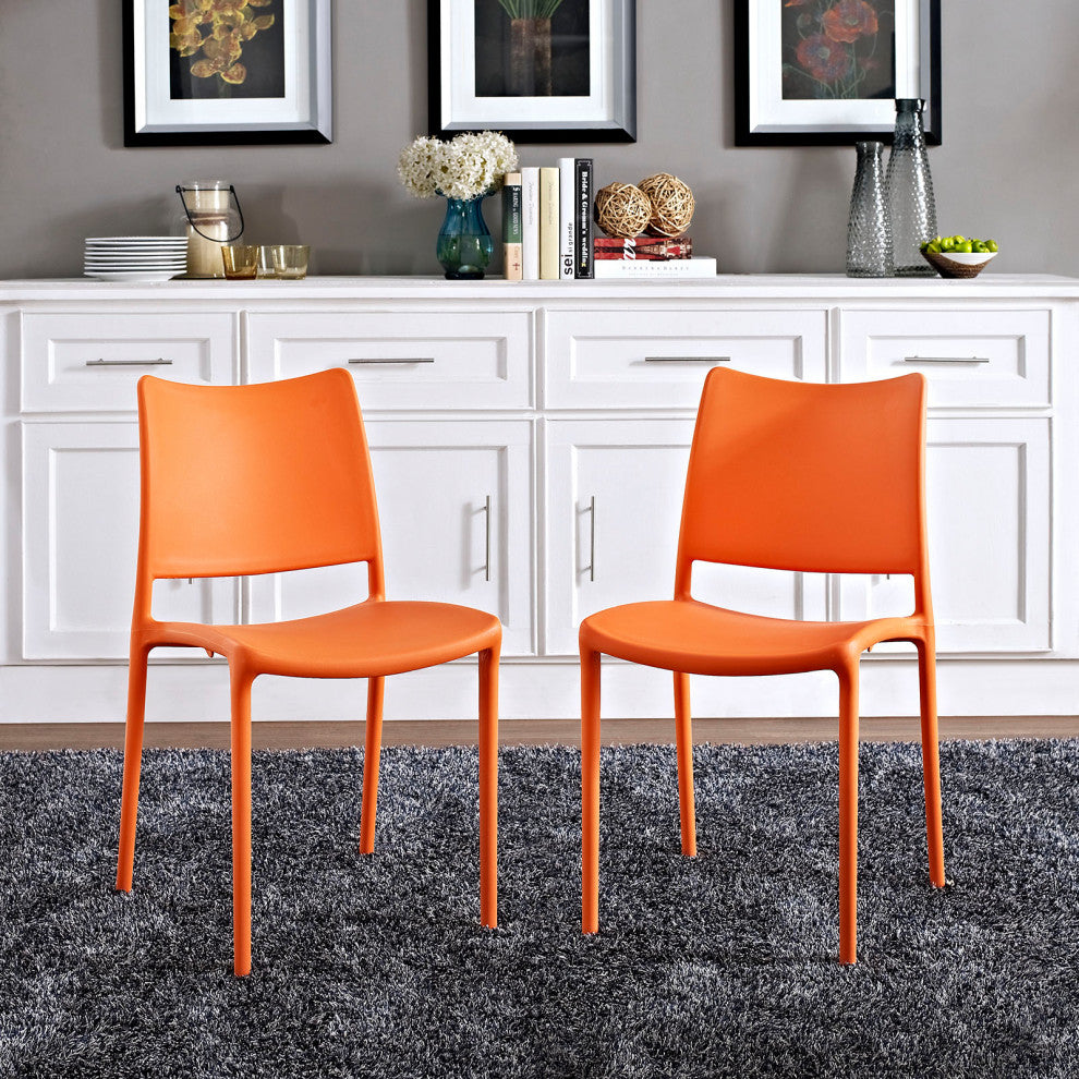 Orange Hipster Dining Side Chair Set of 2