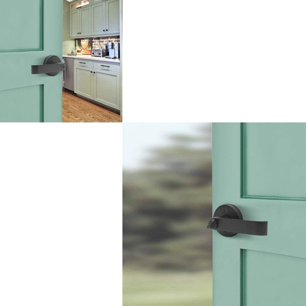 Matte Black Finish Heavy Duty Entrance Lever Door Handle, Pack of 2