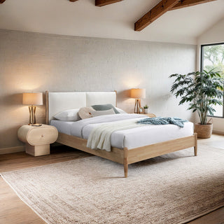 Arbor Upholstered Bed, Cream, Queen