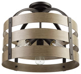 Globe Electric 60804 Maddox 3 Light 16"W Semi-Flush Drum Ceiling - Matte Black