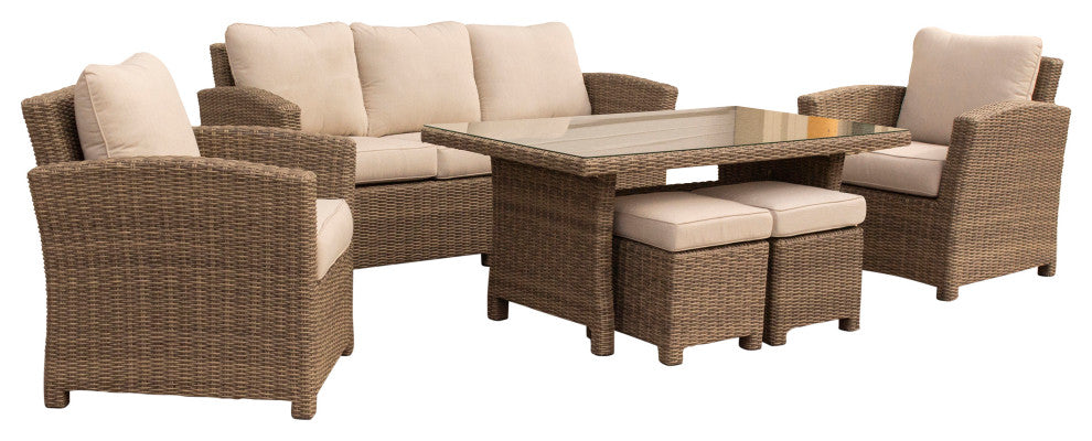 Courtyard Casual Capri 6 Piece Sofa Seating Set With Chow Table