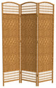 5 1/2' Tall Fiber Weave Room Divider, Light Beige, 3 Panel