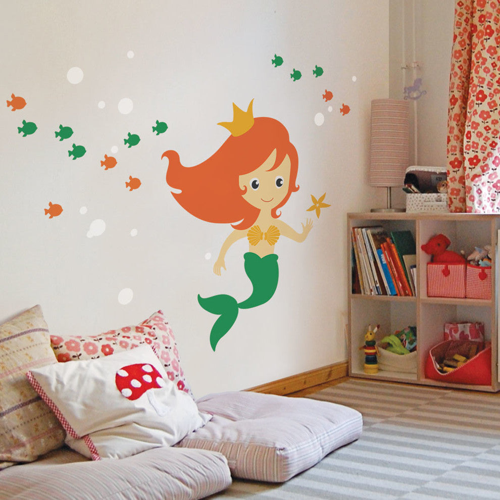 Mermaid Wall Decal, Scheme C, Large