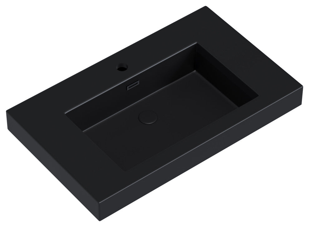 Dowell 18" FTB Resin Bathroom Vanity Basin, Black, 30wx18dx6h