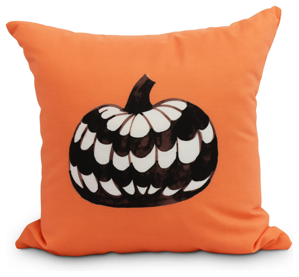 Pumpkin Single Orange Halloween Print Decorative Throw Pillow, 18"