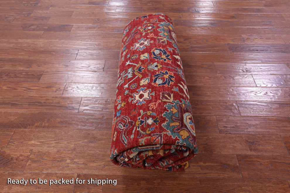 9' 9" X 13' 4" Handmade Persian Fine Serapi Wool Rug - Q12636
