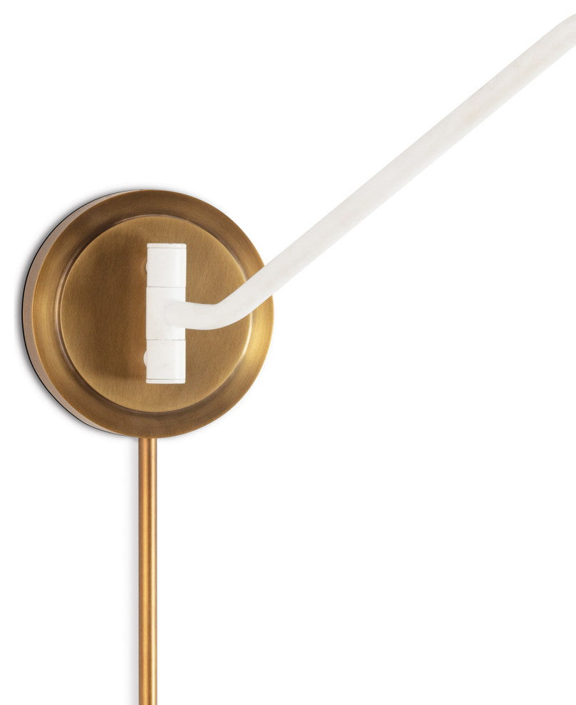 Spyder Single Arm Sconce, White and Natural Brass
