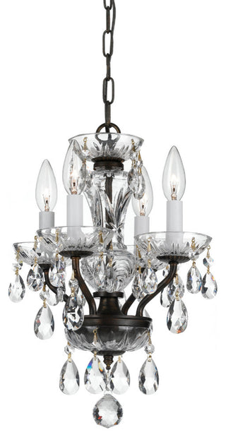 Crystorama Traditional Crystal 4 Light Bronze Mini Chandelier