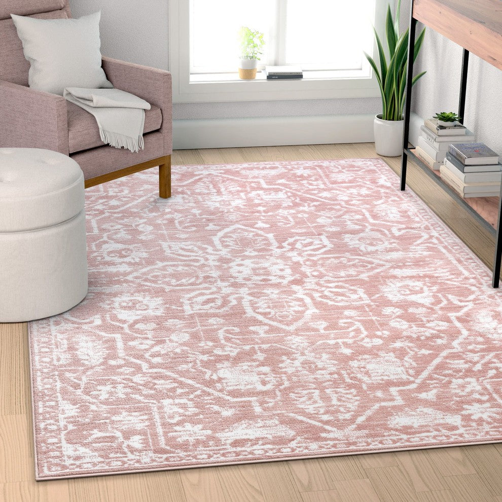Well Woven Dazzle Disa Blush Vintage Medallion Oriental 7'3"x9"3" Area Rug