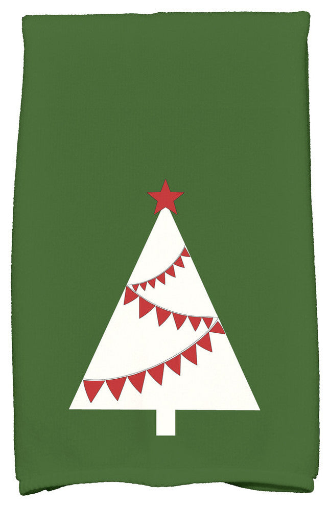 Garland Tree Holiday Geometric Print Kitchen Towel, Green