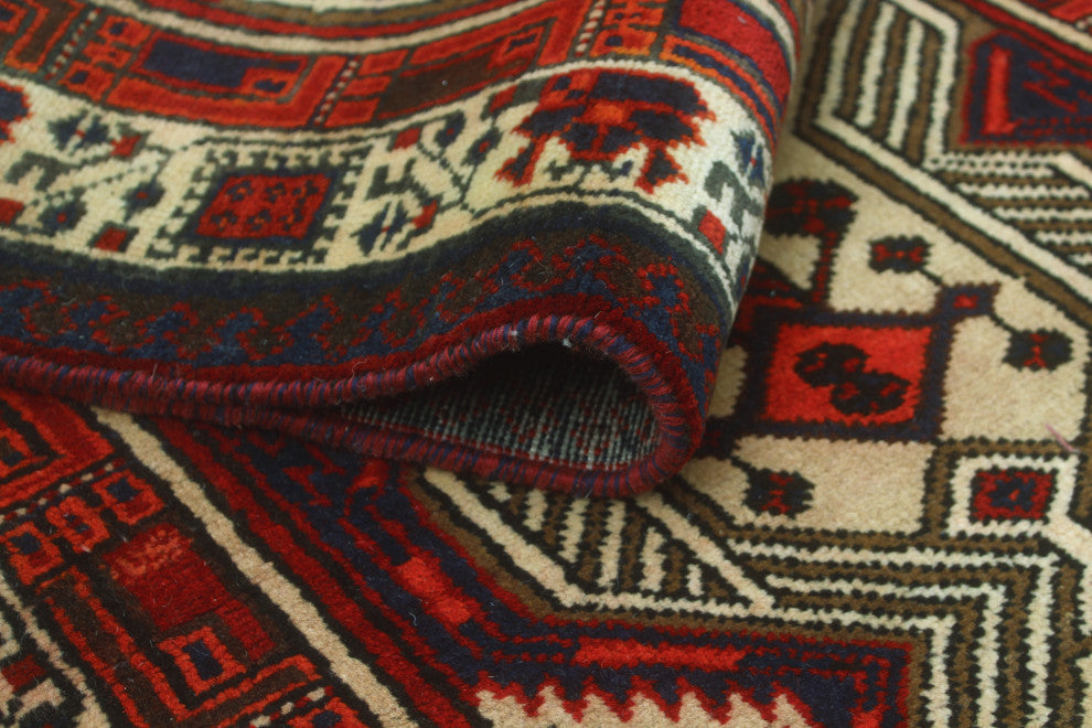 Fine Vintage Distressed Farzam Red/Ivory Runner, 3'3 x 11'3