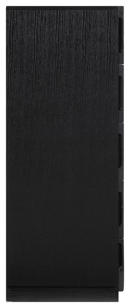 Scallop Oak Veneer Chest, Black, Chest