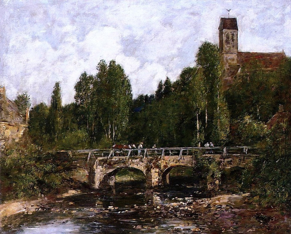 Eugene-Louis Boudin Saint-Cenery  the Church and the Bridge Gallery Wrap Canvas
