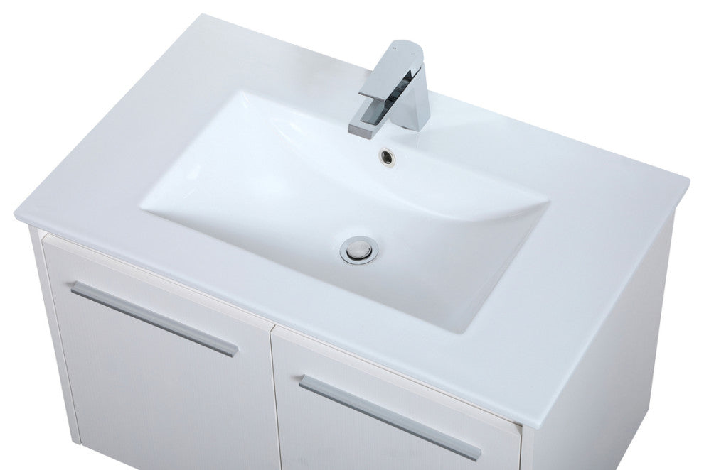 Single Bathroom Floating Vanity, White, 30"