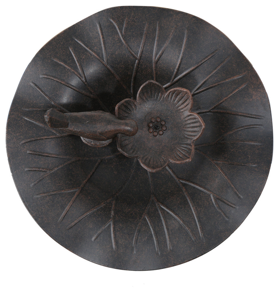 GDF Studio Lancaster Outdoor Bronze Aluminum Top Bird Bath With Iron Base