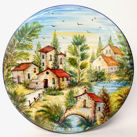 Umbrian Ceramiche Favaroni Carlo Deruta Landscape 16"� Round Serving/Wall Platter
