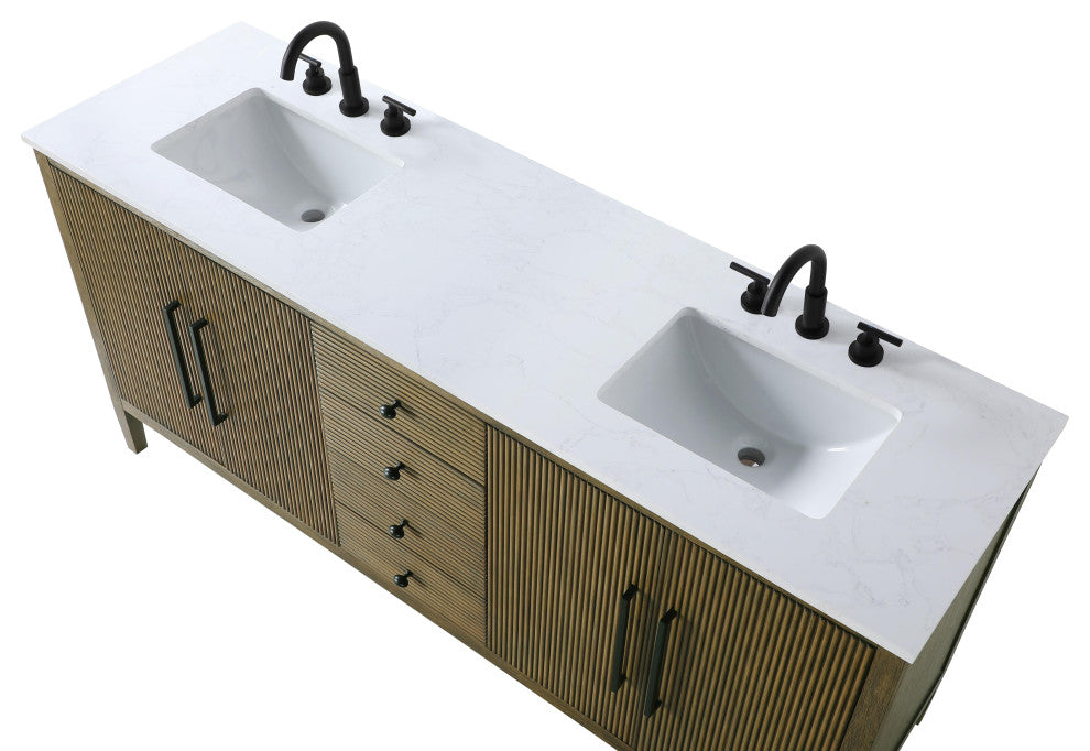 Home Living 72" Double Bathroom Vanity, Hazel Oak