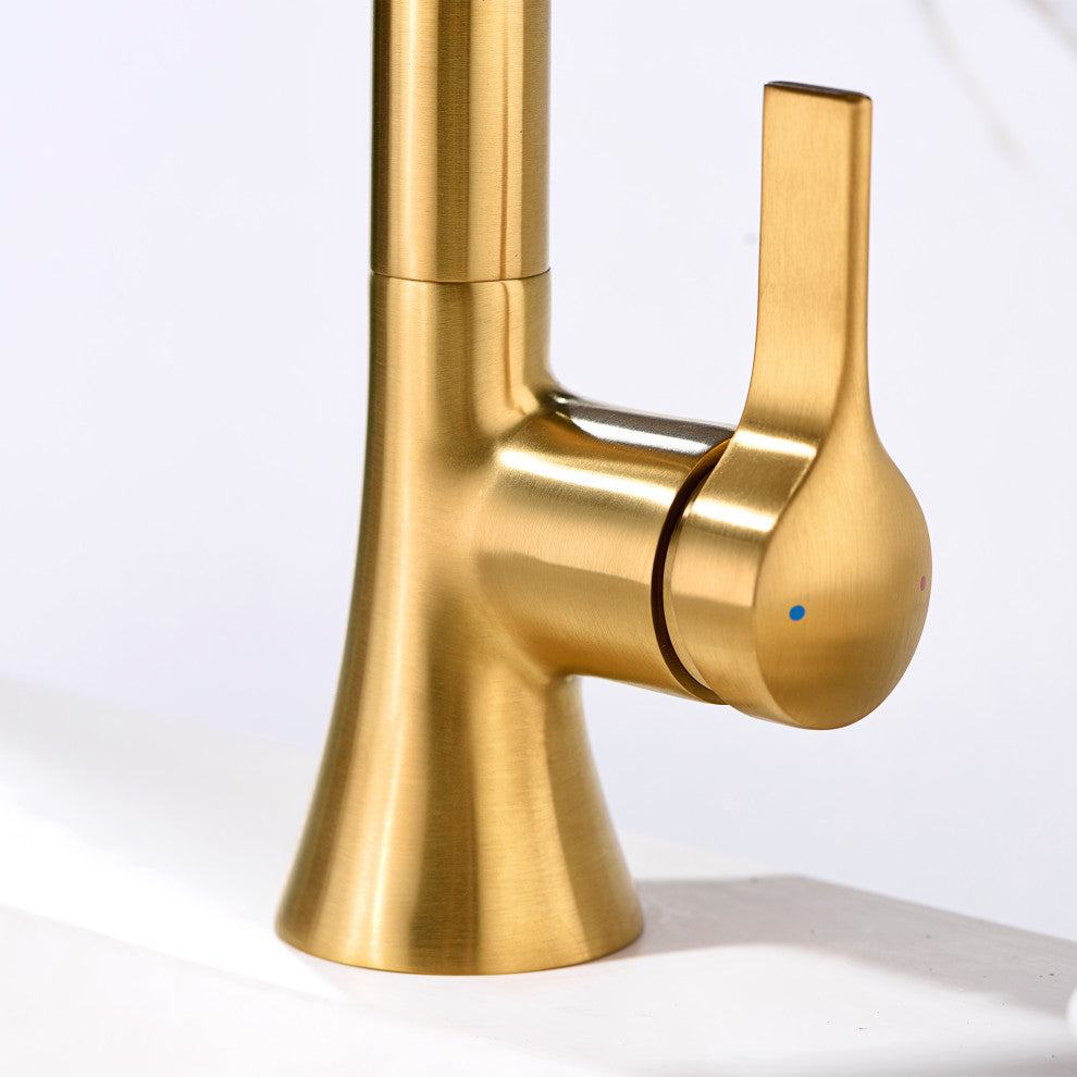 Luxier BSH11-S Single-Handle Bathroom Faucet with Drain, Brushed Gold