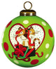 Charming Cat in a Heart Hand Painted Mouth Blown Glass Ornament