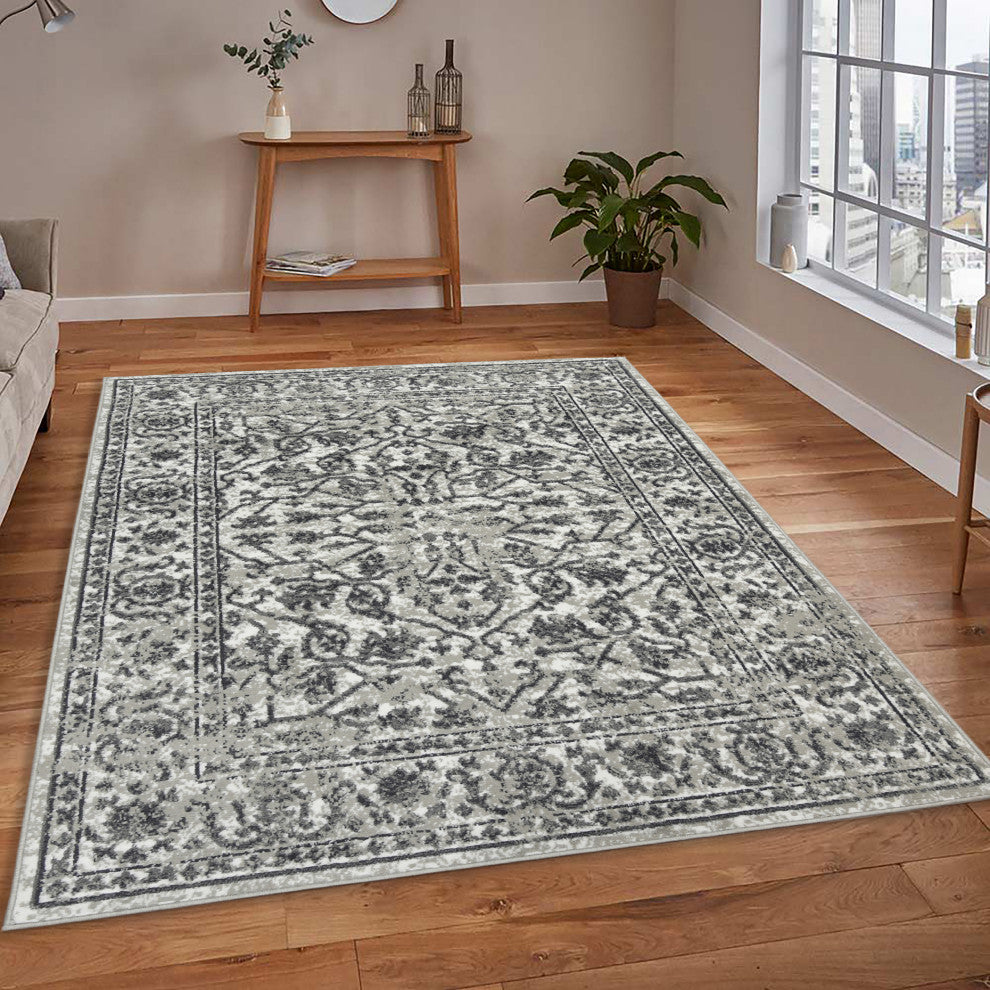 Alpine Fany Power-Loomed Polypropylene Area Rug, Dark Gray, 9'2"x12'2"