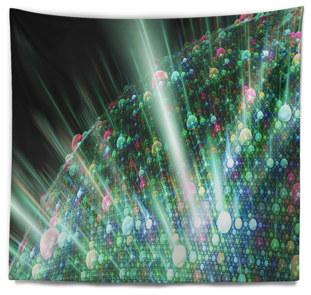 Bright Blue Solar Bubbles Planet Abstract Wall Tapestry, 60"x50"