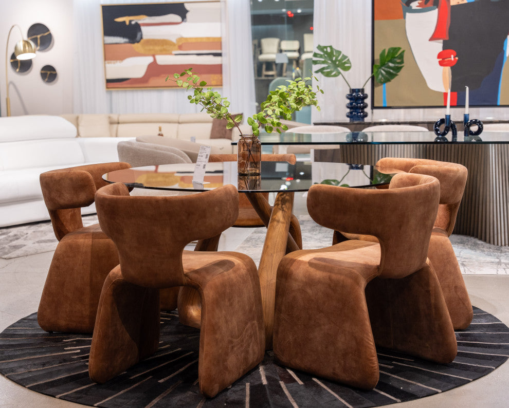 Modrest Bergman Modern Camel Velvet Dining Chair