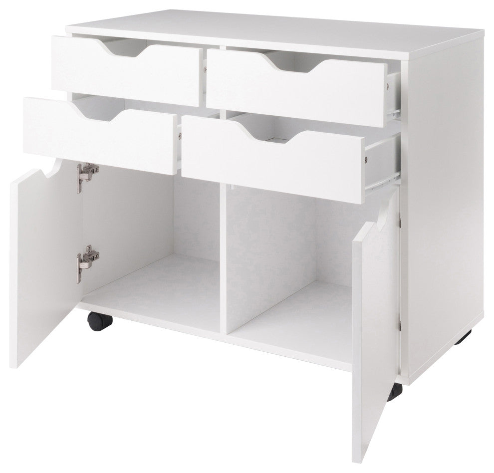 Halifax 2 Section Mobile Storage Cabinet, White
