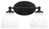 Capri 2-Light Bath Bar, Matte Black/White Marble