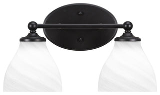 Capri 2-Light Bath Bar, Matte Black/White Marble