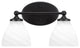 Capri 2-Light Bath Bar, Matte Black/White Marble